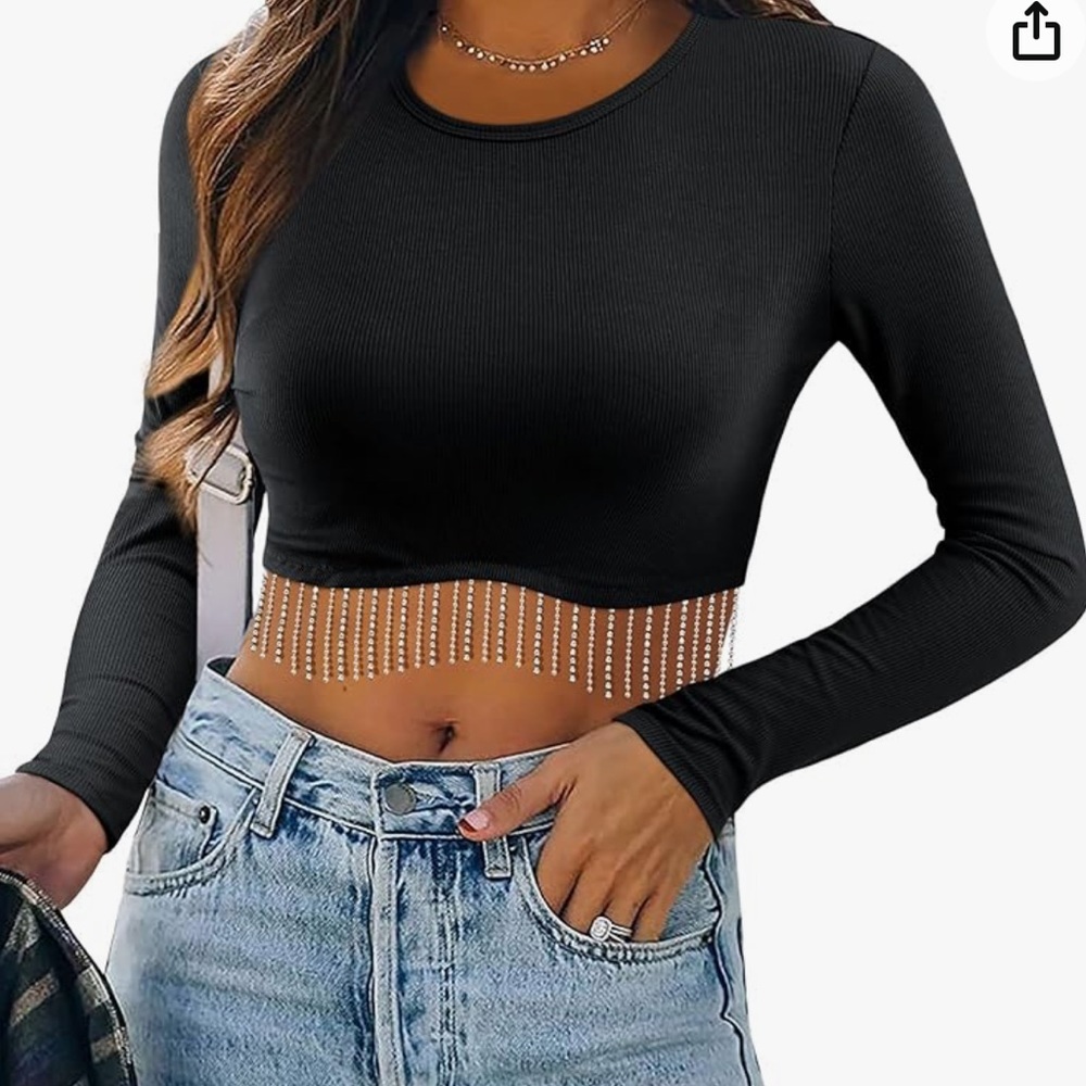 Cropped Sparkly Long Sleeve